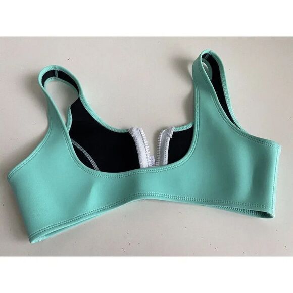 Hoaka Swimwear Bikini Top Neoprene Seafoam Teal Zipper Women’s Sz S+ - Picture 6 of 8